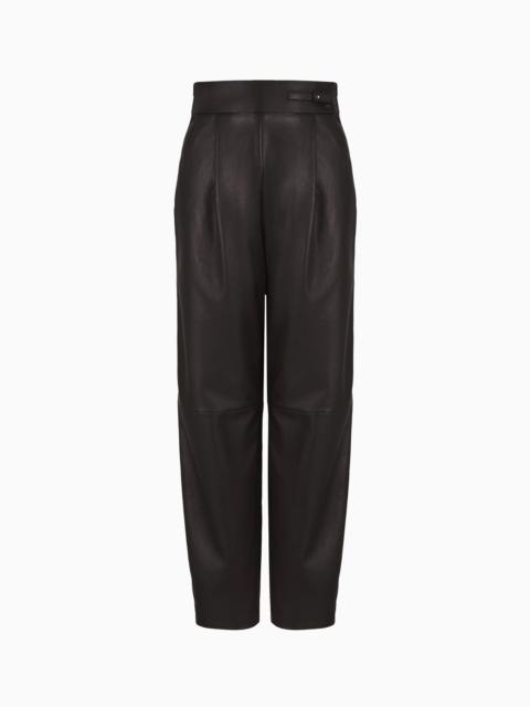 GIORGIO ARMANI STRAIGHT-CUT, NAPPA-LEATHER TROUSERS