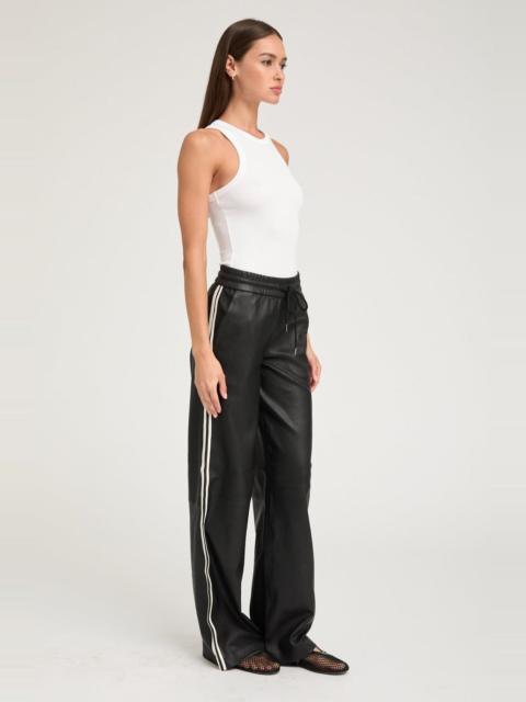 SPRWMN BLACK LEATHER BAGGY ATHLETIC PANTS