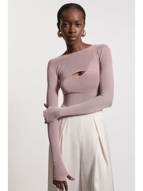 KAREN MILLEN Double Layered Cut Out Mesh Bodysuit