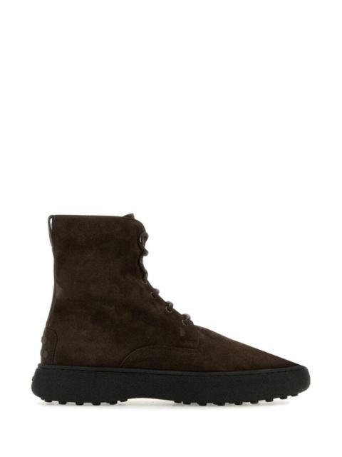 Tod's Men Dark Brown Suede Ankle Boots