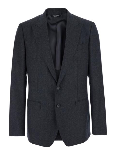 Dolce & Gabbana Dolce & Gabbana Men Grey Single-Breasted Jacket With Notched Revers In Wool Blend For Men