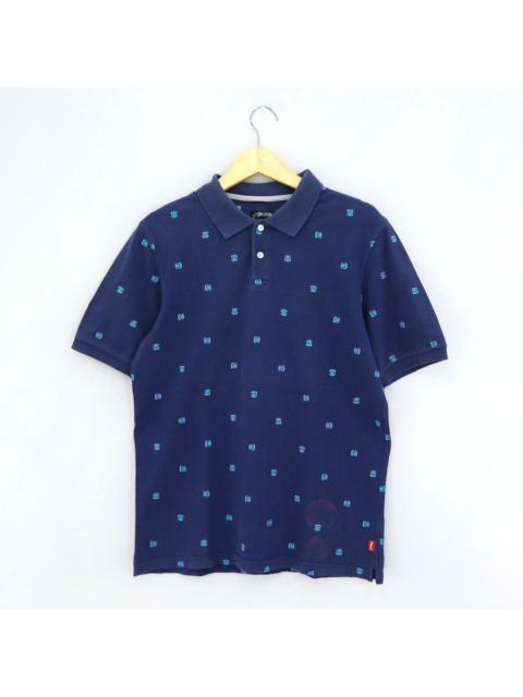 Other Designers Vintage - STUSSY Full Logo Pattern Embroidered All Over Polo Shirt