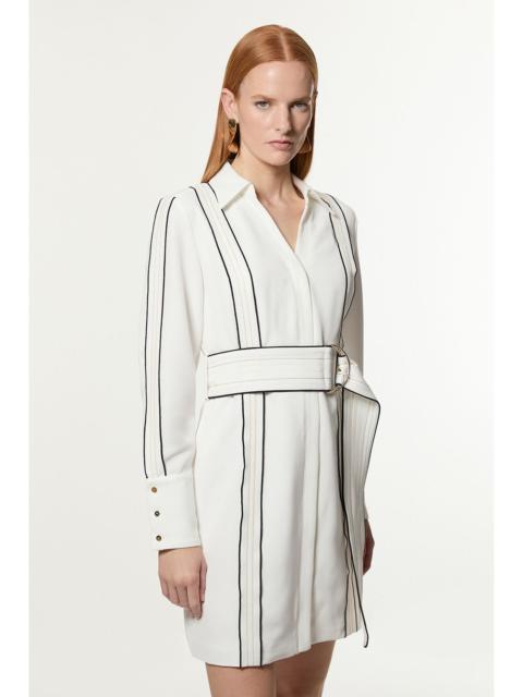 KAREN MILLEN Tall Soft Tailored Contrast Tipped Belted Wrap Mini Dress