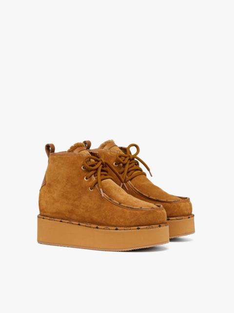 MCM Platform Boots in Calfskin Suede Leather
