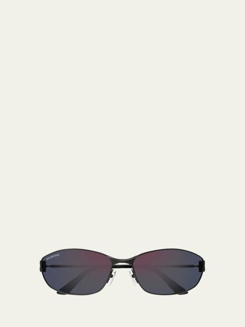 BALENCIAGA Men's BB Logo Metal and Nylon Oval Sunglasses