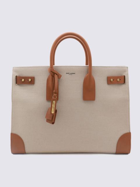SAINT LAURENT Saint Laurent Two-tone Canvas And Leather Large Sac De Jour Handbag