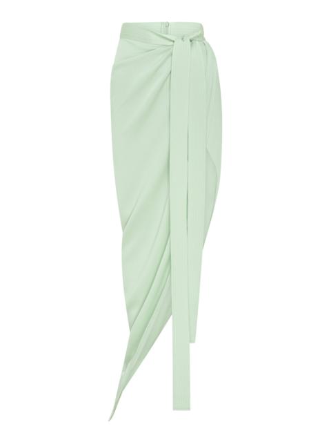 ALEX PERRY KELTON draped satin crepe skirt green
