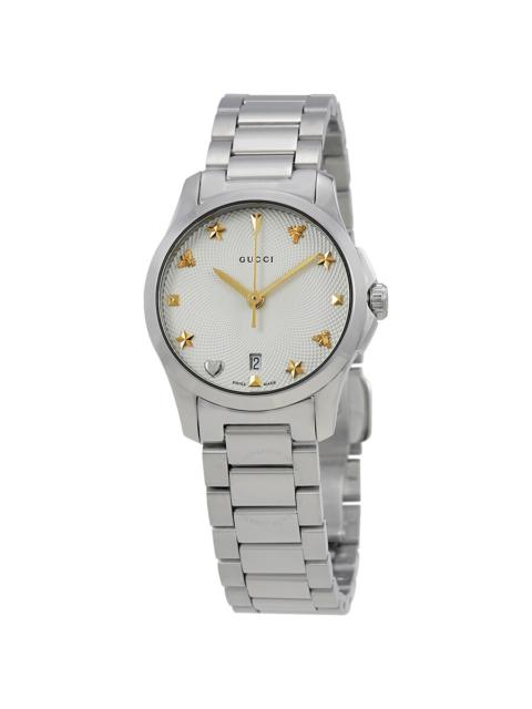 Gucci G-Timeless Silver Dial Stainless Steel Ladies Watch YA126572