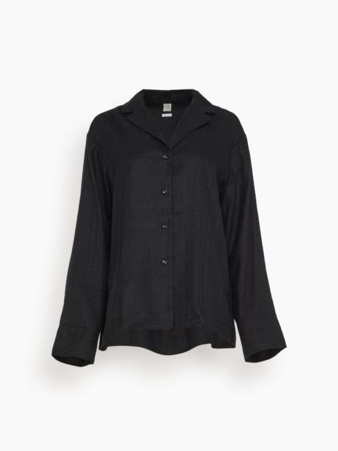 Totême Monogram Flannel Pajama Top in Black