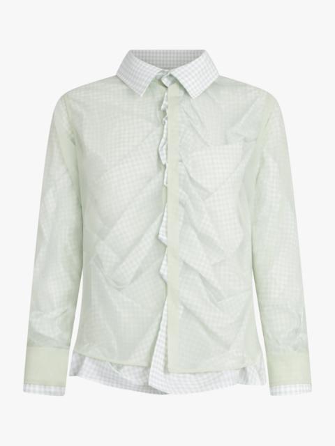 Maison Margiela LAYERED L/S SHIRT WITH CHECK RUCHING DETAIL | GREEN/WHITE