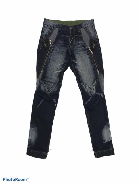 PPFM PPFM DARK BLUE SEASONED BIKER DENIM JEANS