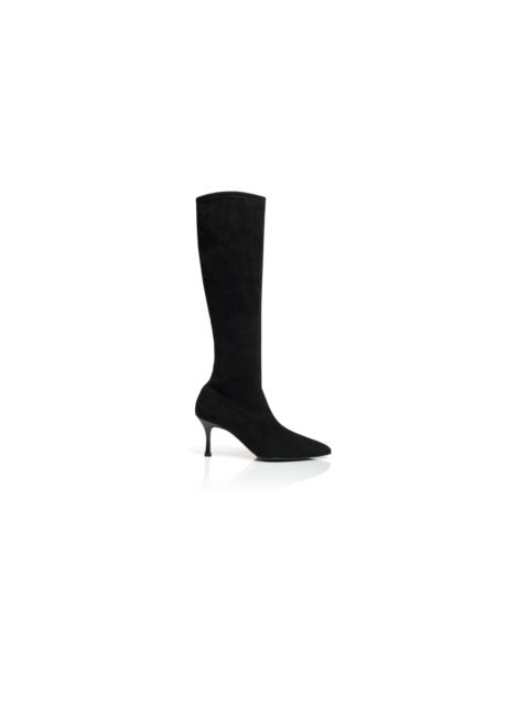 Manolo Blahnik Black Suede Knee High Boots