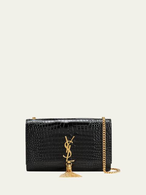 SAINT LAURENT Kate Medium Tassel YSL Crossbody Bag in Croc-Embossed Leather