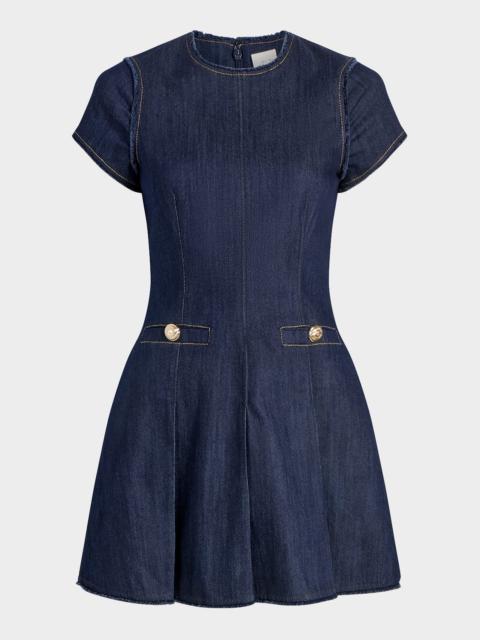 Cinq à Sept Nova Short-Sleeve Denim Mini Dress