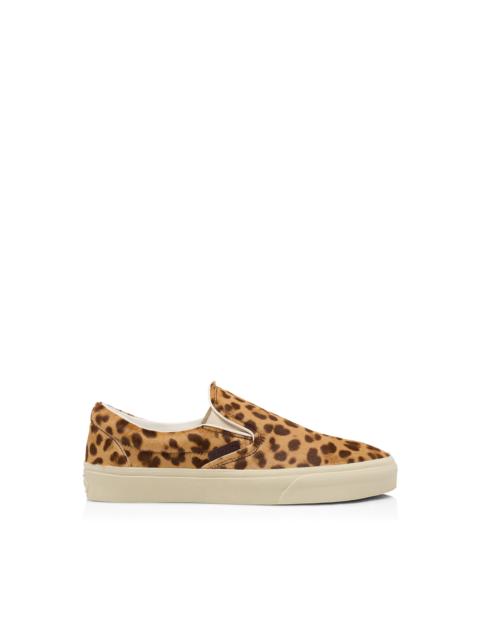 TOM FORD LEOPARD-PRINT HAIR CALF JUDE SLIP ON SNEAKER