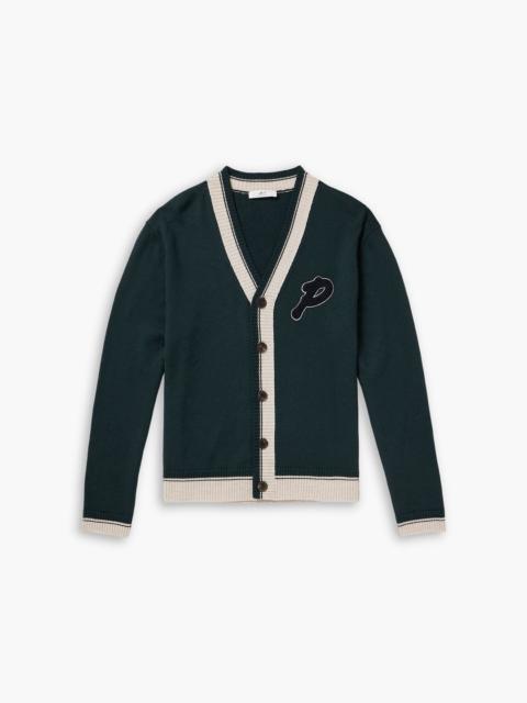 Other Designers Golf logo-appliquéd striped merino wool cardigan