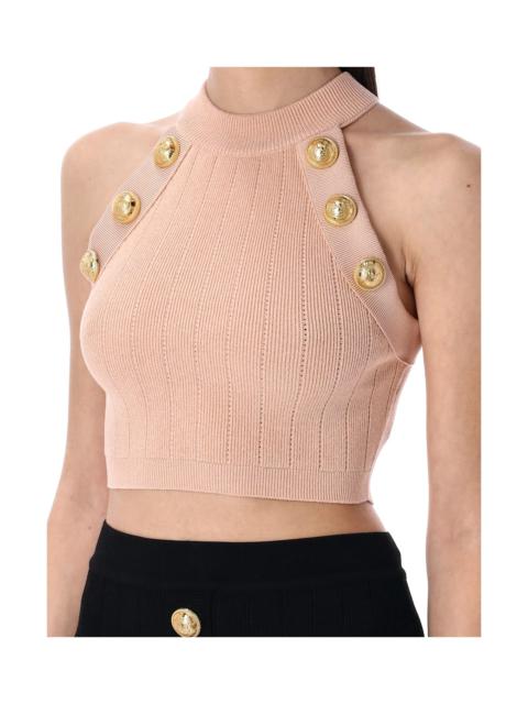 Balmain 6-button Knit Halterneck Top