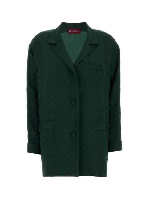 GUCCI Gucci Women Bottle Green Gg Silk Shirt