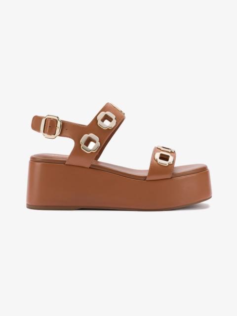 Larroudé Milan Flatform Sandal In Caramel Leather