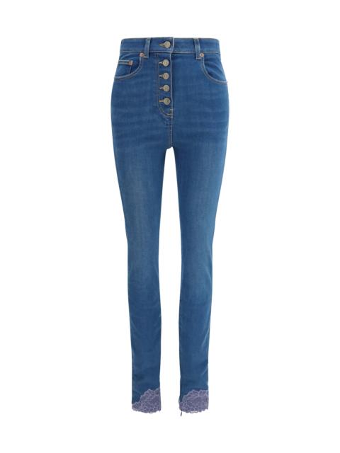 Valentino Valentino Fitted Jeans with Lace Details Medium Blue