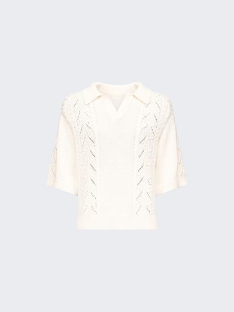 Loulou de Saison Kina Polo Sweater With Shell Design Ivory