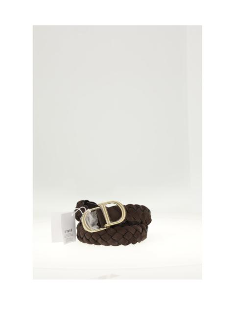 Dior Dior Homme CD Logo Intrecciato Belt Gold Brown