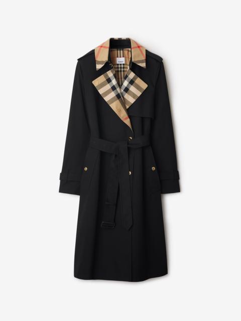 Burberry Long Check Collar Gabardine Trench Coat