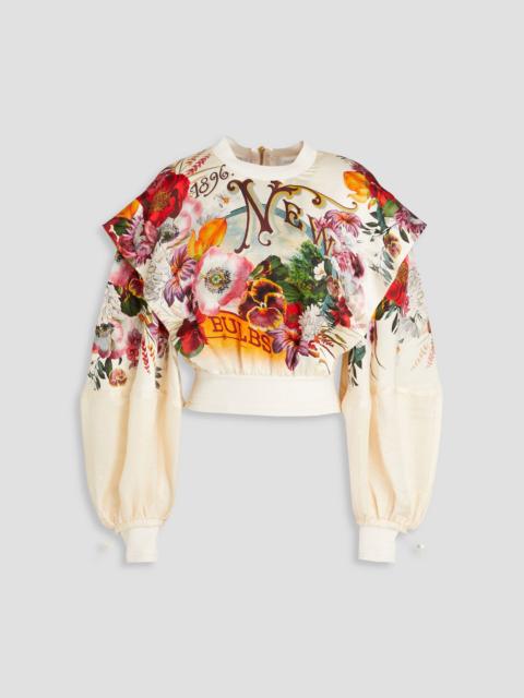 Zimmermann Ruffled floral-print linen and silk-blend top