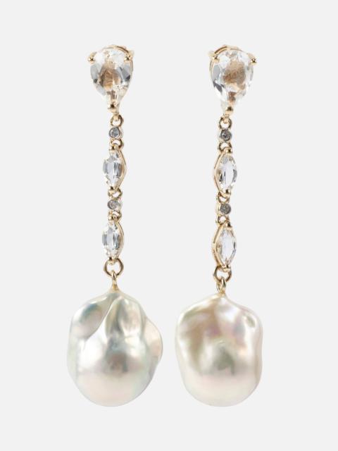 MATEO 14kt gold earrings with pearls and topaz