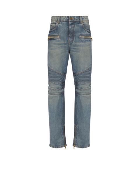 Balmain Biker jeans in vintage denim