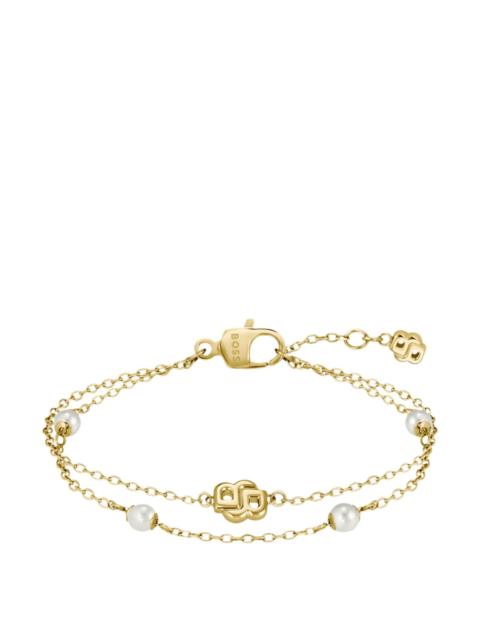 BOSS LAYERED GOLD-TONE BRACELET WITH DOUBLE B MONOGRAM