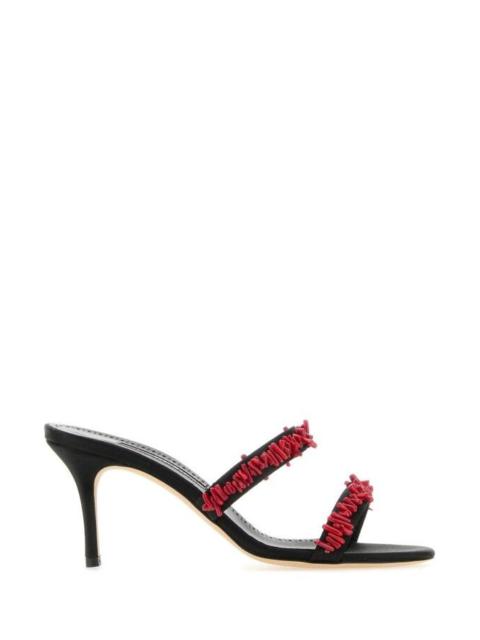 Manolo Blahnik Manolo Blahnik Women Black Satin Clorette Mules