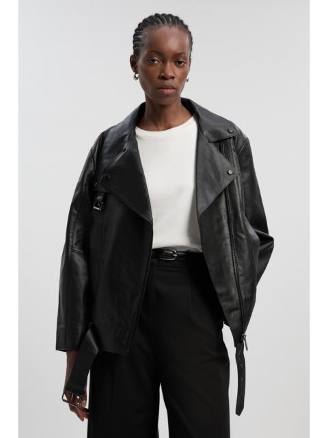 KAREN MILLEN Leather Relaxed Biker Jacket