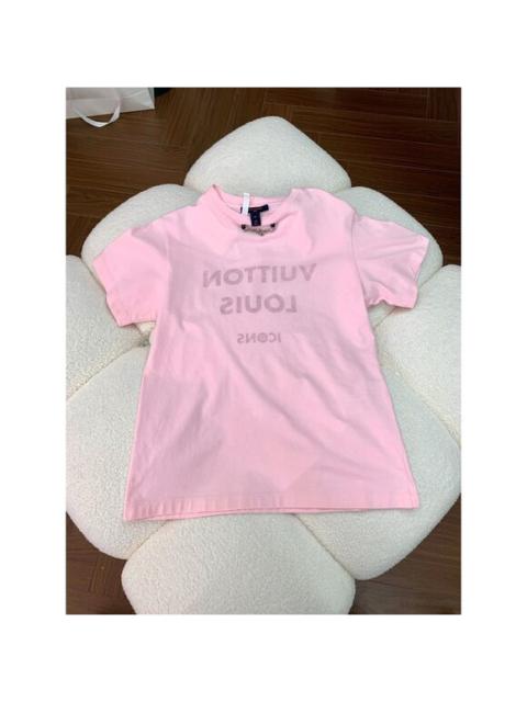 Louis Vuitton Louis Vuitton Pink Cotton T-Shirt With Chain Detail & Logo Design