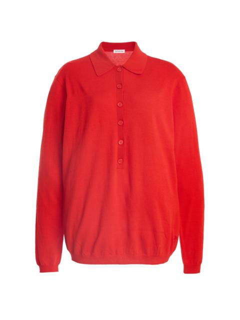 The Frankie Shop Tala Knit Wool-Blend Polo Shirt red