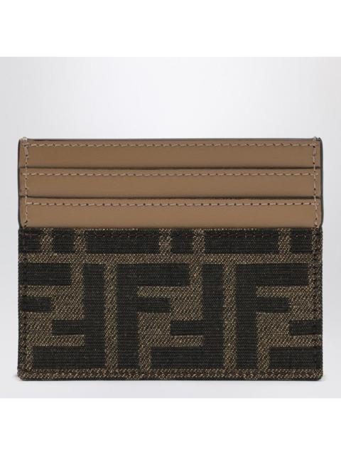 FENDI Fendi Baguette Card Case In Brown Ff Jacquard Fabric Women