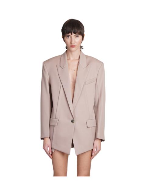 THE ATTICO Glen Blazer In Beige Wool