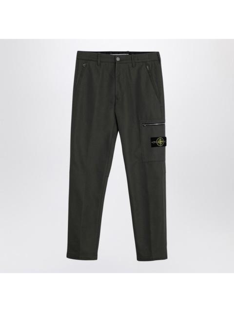 Stone Island Moss Green Cotton Blend Trousers Men
