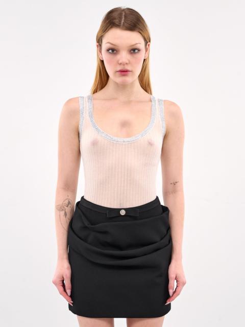 Blumarine Rhinestone Sheer Tank Top