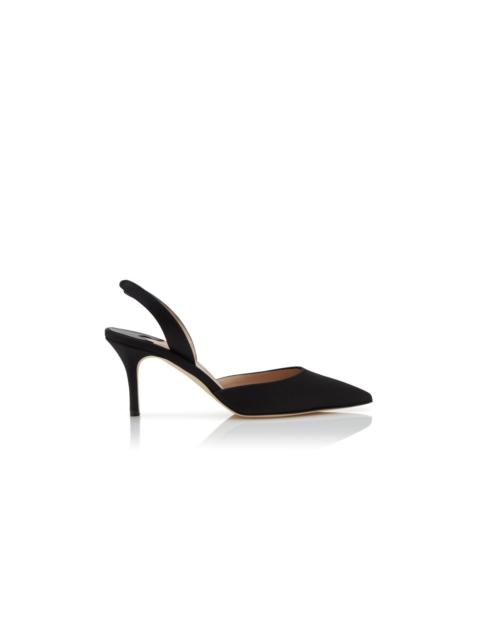 Manolo Blahnik Black Satin Slingback Pumps