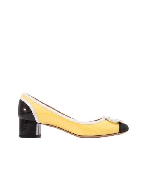 FERRAGAMO Patent Leather Gwen Block Heel Pumps