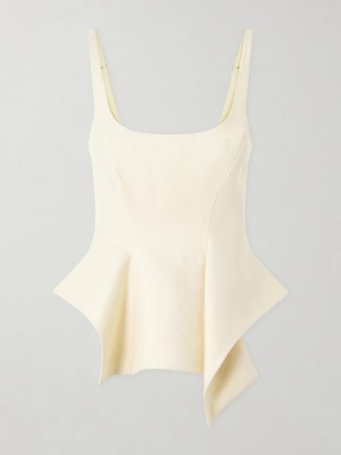 KHAITE Loa Linen Peplum Top