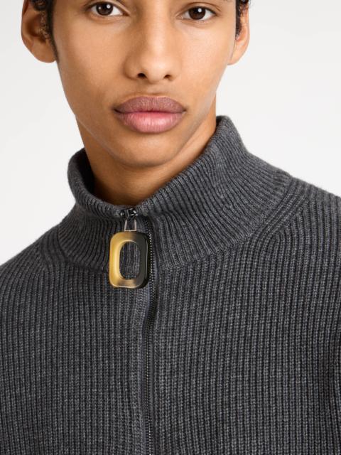 JW Anderson MENS HALF ZIP JUMPER IN STEEL