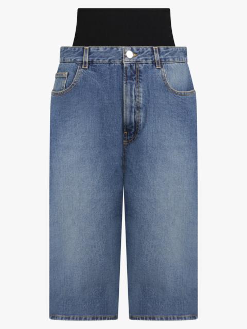 Alaïa KNIT BAND DENIM JEAN SHORTS | BLUE/BLACK