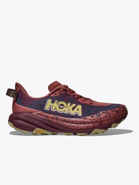 HOKA Women's Speedgoat 6 Shoes in Rouge/Black Cherry