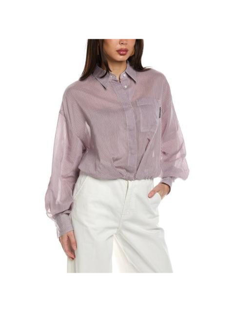 Brunello Cucinelli Brunello Cucinelli Wolight Purple Silk Cotton Shirt