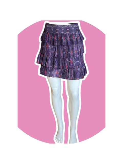 Other Designers GAP WOMENS SILK Purple Ikat Flirty Printed Tiered Ruffle Mini Skirt Size 2 S