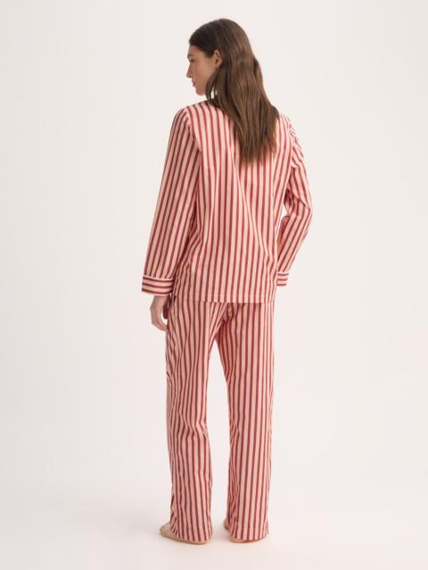 Derek Rose Women's Pajamas Capri Cotton Batiste Red & Peach Stripe