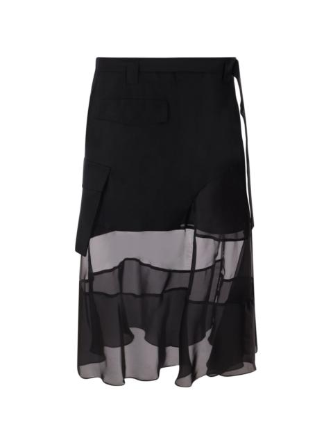 sacai asymmetric midi skirt