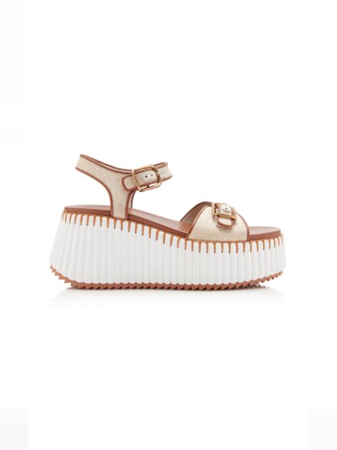 Chloé Nama Canvas Platform Sandals white